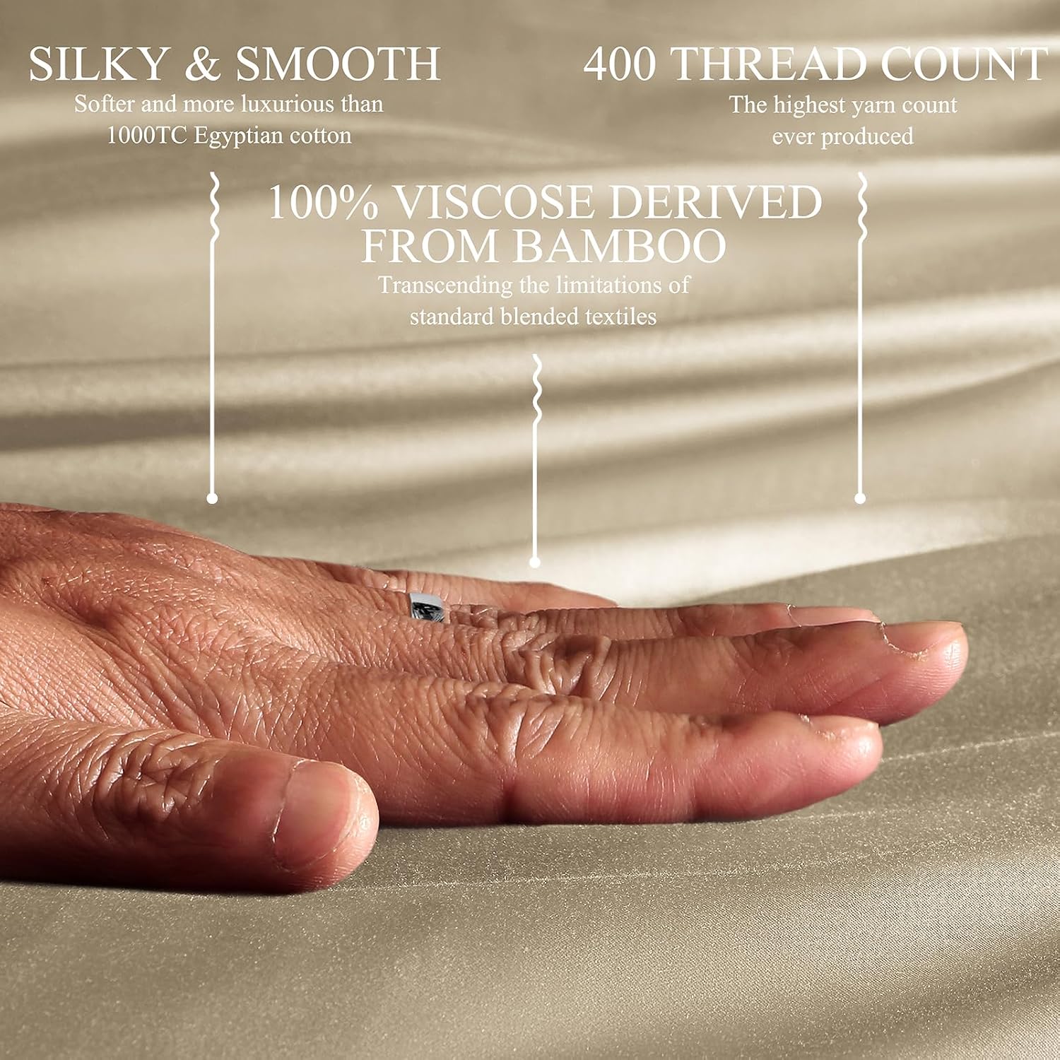 18-24 Inch Extra Deep Pocket King Sheet Set, 100% Viscose Derived from Bamboo Sheets King Size Bed Sheets, 4Pcs Soft Taupe Cooling Sheets for Hot Sleepers