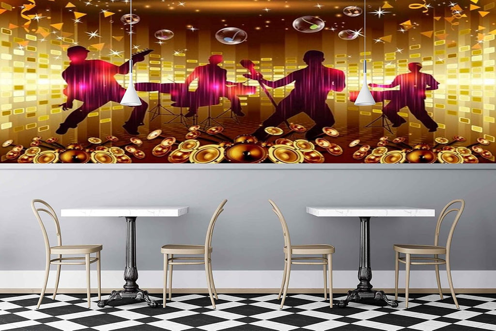 MWZ3487 Young Boys Sings Musical Instruments HD 3D Wallpaper for Disco Club Karaoke[16 ft x 10 ft] / [488 cm x 305 cm]