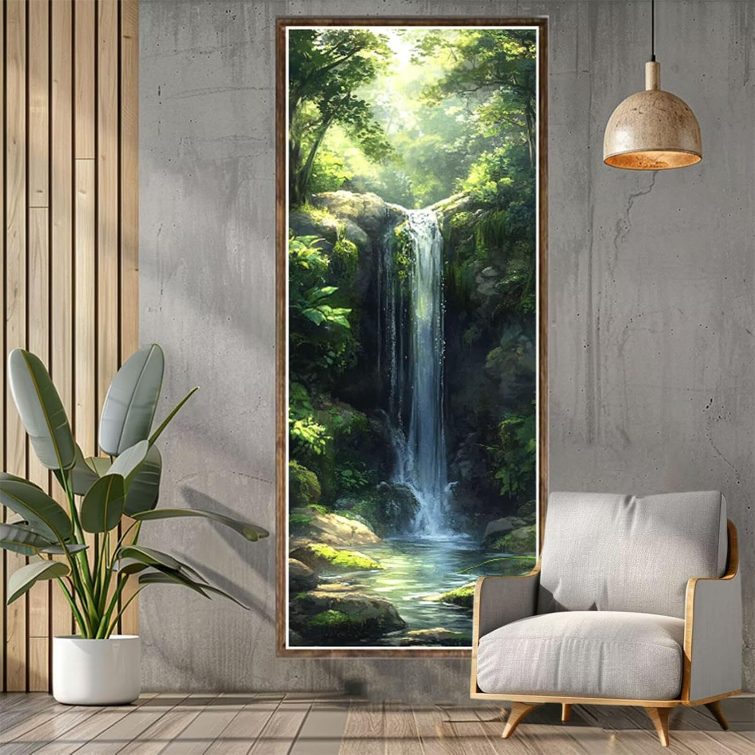 Waterfall Diamond Art Kits for Adults,Large Diamond Painting Forest Dimond Art Paintings by Numbers Kit for Beginner,100x40in Diamonds Pictures Crystal Arts Crafts,Room Decor,Gifts for Women Z1-958