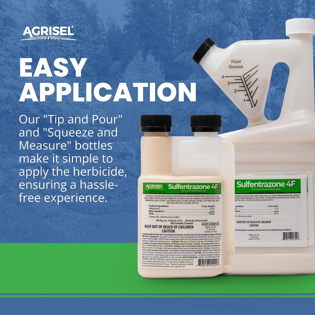Agrisel Sulfentrazone 4F Weed Killer, Pre-Emergent and Post-Emergent, Broad-Spectrum Control, Stops 100+ Weeds, Pet Safe, Includes 3-Pack of Agrisel Protective Gloves, 64 Ounces