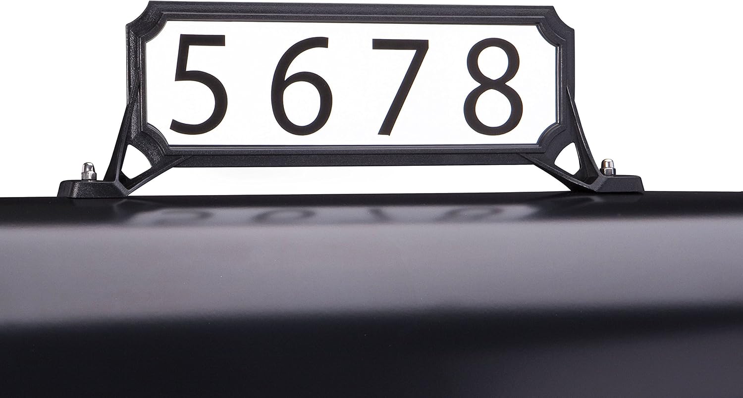 Architectural Mailboxes Roxbury Mailbox and Premium Steel Post Combo with Manhattan Address Plaque, Medium, Black
