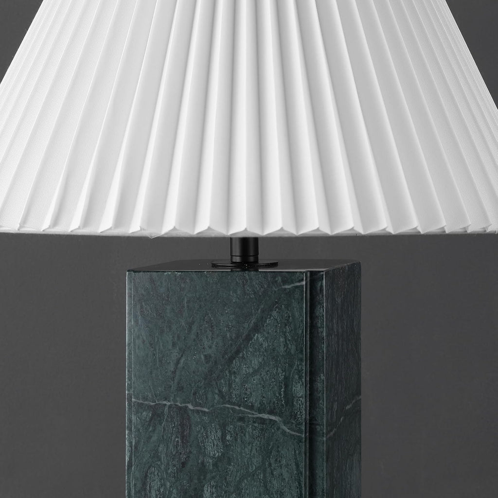 SAFAVIEH Couture Lighting Collection - Mackenzie Square Dark Green Table Lamp, 25' Modern Bedside or Living Room Light with White Cotton Shade, Dimmable with LED Bulb (CTL1080G)
