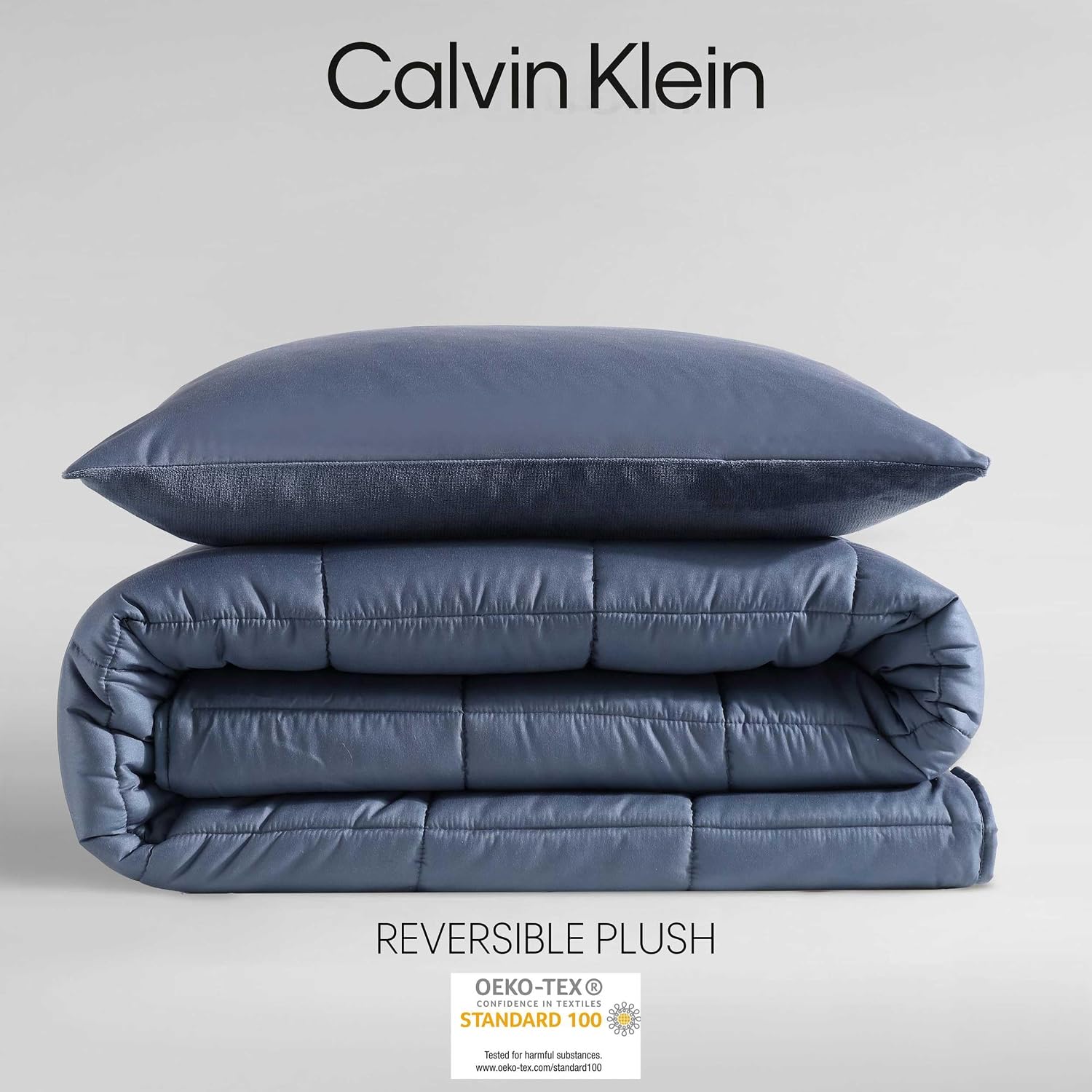 Calvin Klein - Twin/Twin XL Bonus Comforter Set, Reversible Bedding with Matching Bed Sheets, Pillowcase & Sham, Dorm Essentials (Blue)