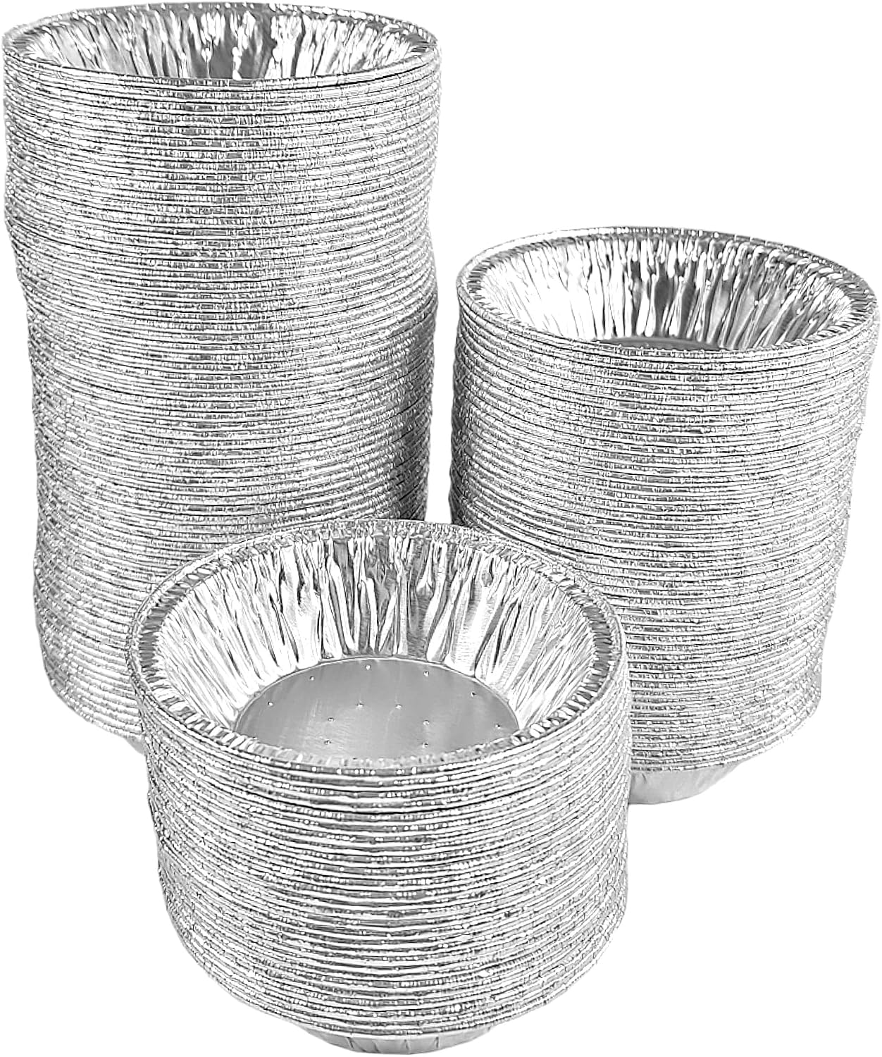 PACTOGO 3' Disposable Lanced Aluminum Foil Tart Pans Mini Silver Baking Pie Tins for Restaurants, Bakeries, Delis (Pack of 2000)