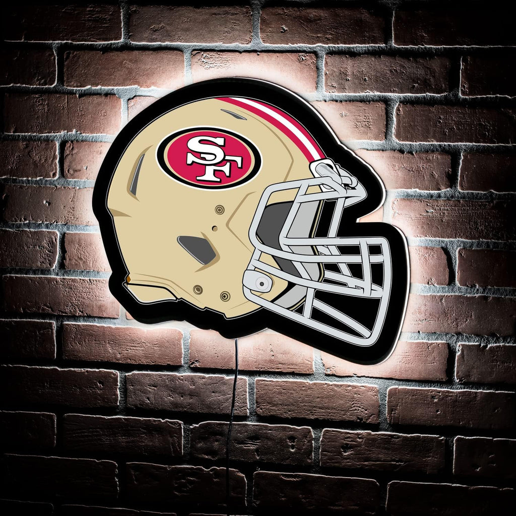 Team Sports America Evergreen NFL San Francisco 49ers Ultra-Thin LED Light Wall Sign Decor | Full Size Replica Helmet | 19.5 x 15 Inches | Made in the USA