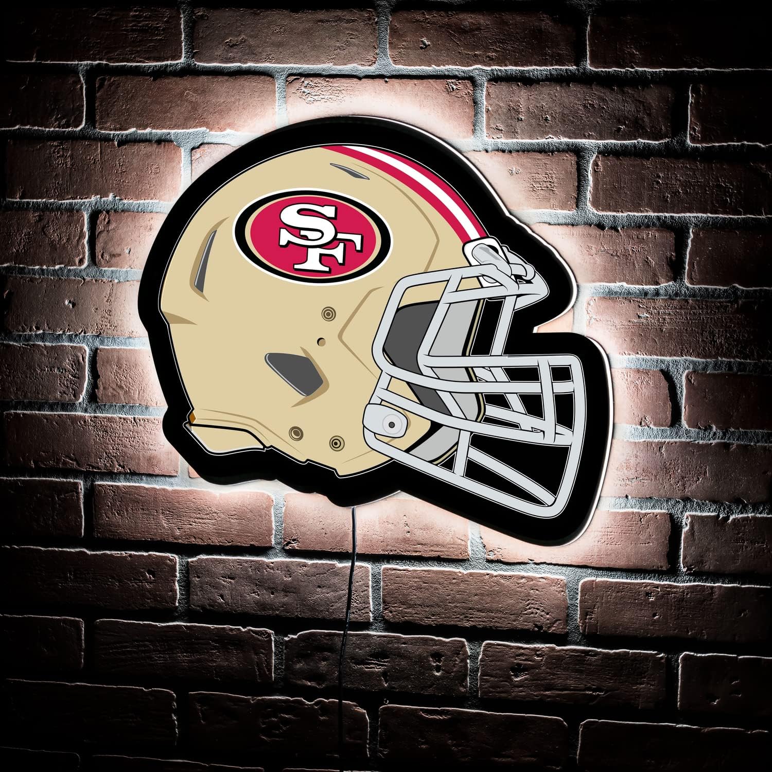 Team Sports America Evergreen NFL San Francisco 49ers Ultra-Thin LED Light Wall Sign Decor | Full Size Replica Helmet | 19.5 x 15 Inches | Made in the USA