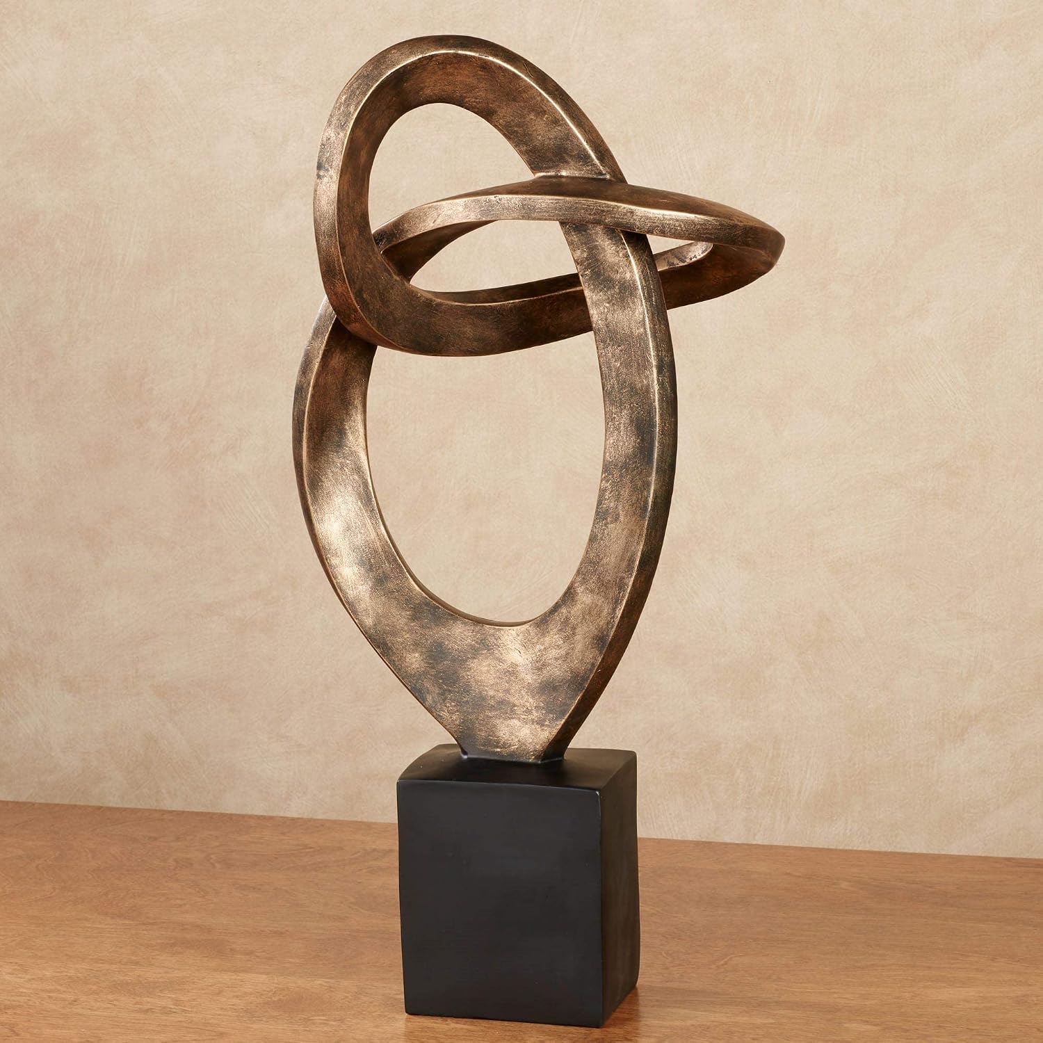 Touch of Class Eternal Love Abstract Table Sculpture Antique Gold - One Large Size - Modern Statue Decor for Desk, Shelves, Room - Contemporary Art Statues - Infinity Sculptures - 23 Inches High