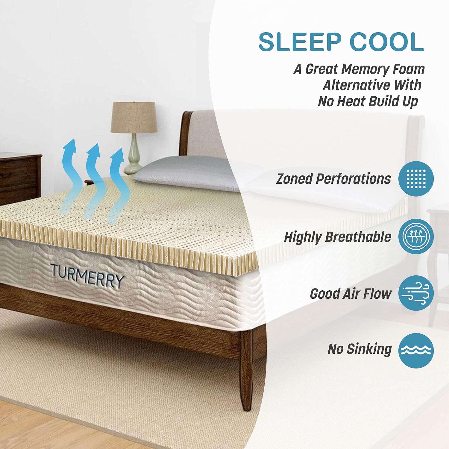 7 Zone Green Natural Organic Latex Mattress Topper California King Size - 2 inch - Soft Plush Pillow Top - GOLS Certified Latex Foam Bed Pad for Side Sleepers Zonal Support Durable and Breathable