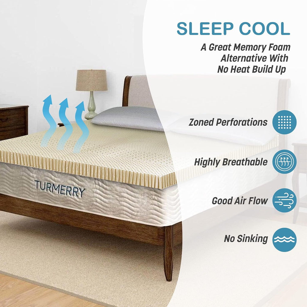 7 Zone Green Natural Organic Latex Mattress Topper Twin XL Size - 3 inch - Soft Plush Pillow Top - GOLS Certified Latex Foam Bed Pad for Side Sleepers Zonal Support Durable and Breathable