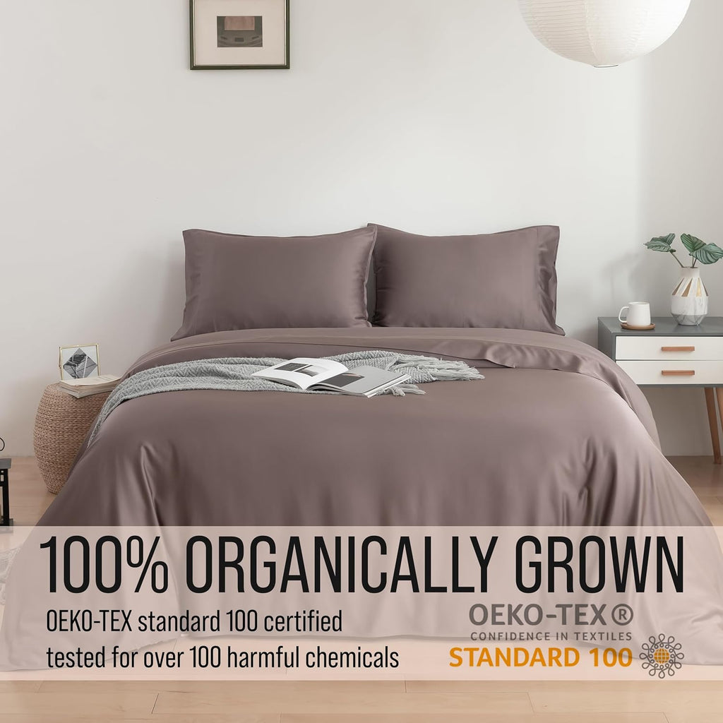Bella Coterie Luxury Bamboo Viscose Queen Size Sheet Set | 100% Organically Grown | Ultra Soft | Cooling for Hot Sleepers | 18' Deep Pocket [Mocha]