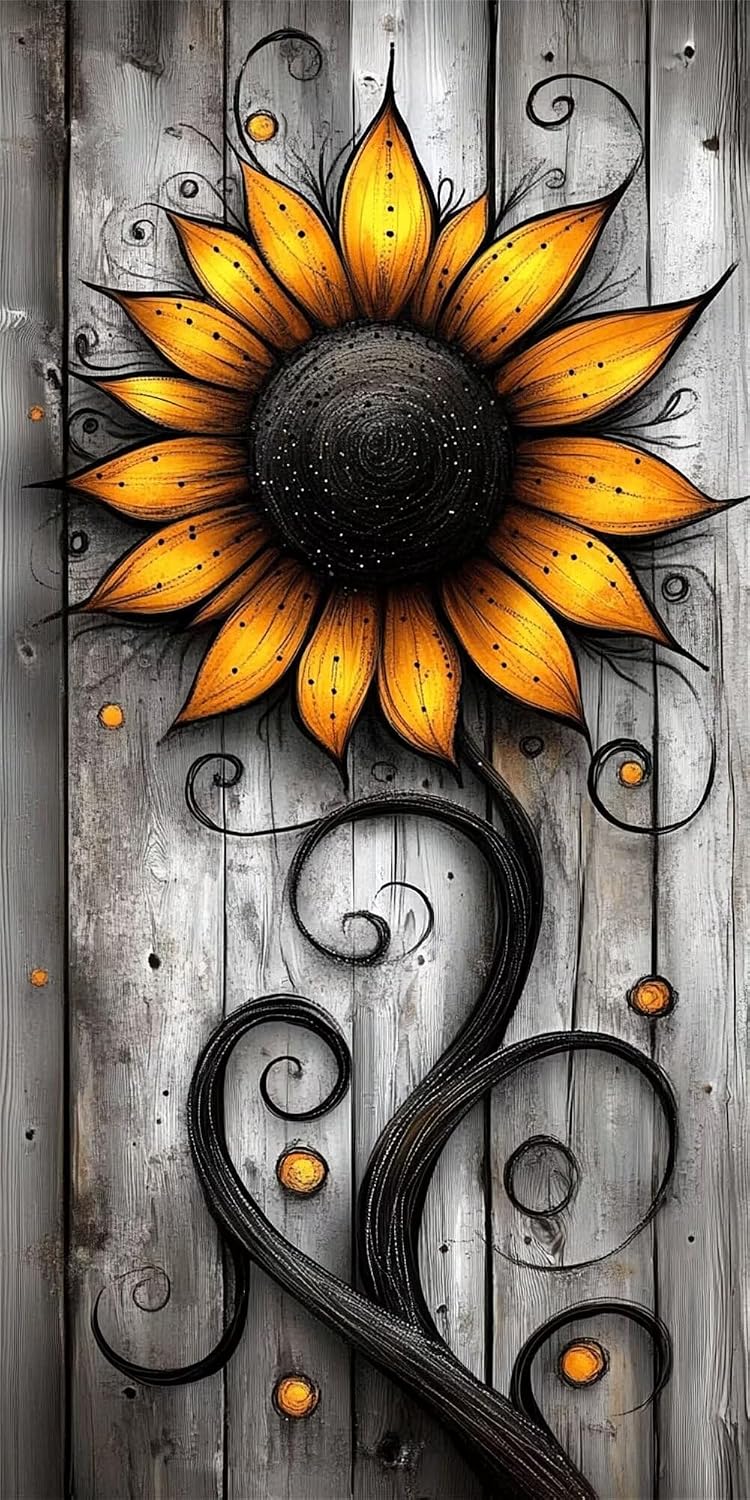 Diamond Art Kits for Adults Sunflower Diamond Painting Kits, 5D DIY Round Flower Full Drill Dimond Art Paintings Crystal Crafts for Adults for Gift Home Wall Decor, Large Size 36 x 72 Inch, Model873