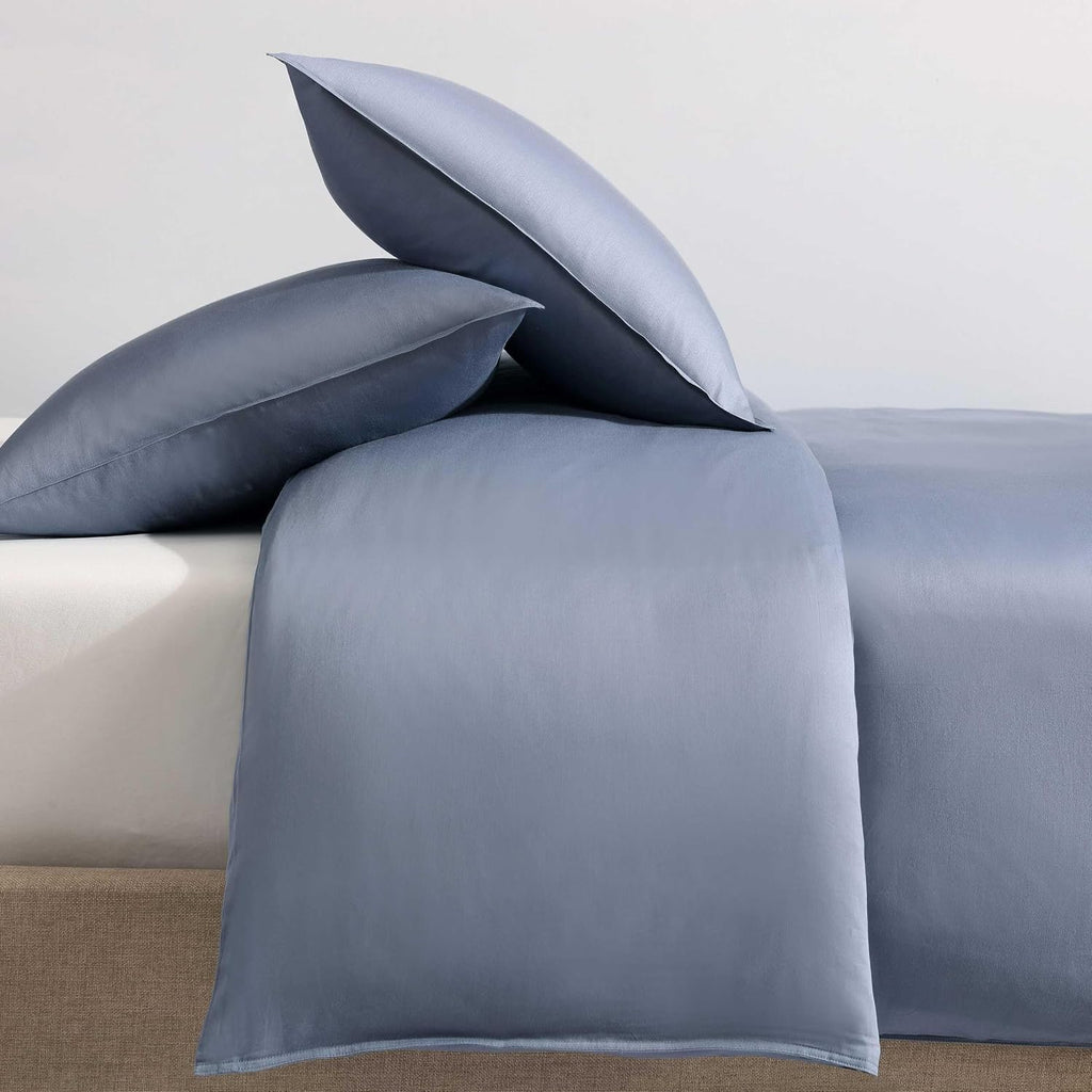 Calvin Klein - King Duvet Cover Set, Organic Cotton Sateen Bedding, Luxuriously Soft Home Decor, GOTS Certified (Organic Earth Dusk Blue, King)