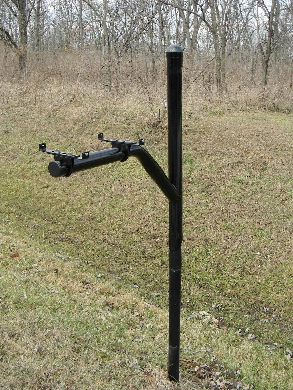 Return-to-Center Swing Away Snowplow Proof Mailbox Post - Black Steel Mailbox Extender (24 Inch)