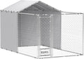 PawHut Large Outdoor Dog Kennel, Heavy Duty Galvanized Chain Link Dog Kennel Outside with Waterproof & UV-Resistant Cover, Rotating Bowls Door, for M&L Breeds, Chickens, Ducks, 13' x 7.5' x 7.5'