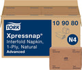 Tork Xpressnap® White Dispenser Napkin N4, One-at-a-Time Dispensing,1-ply, 1/4 Fold, 13' x 8.5 ', 12 x 500 Napkins, 109080