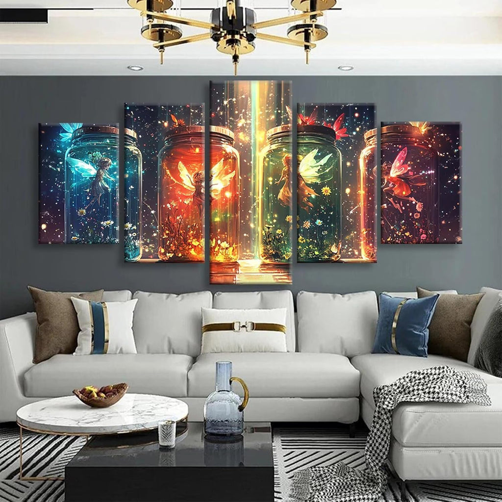 Elves Diamond Art 5 Piece Diamond Painting Magic 5D DIY Full Square Drill Dimond Art Paintings Rhinestones Crafts for Adults Gem Painting for Home Decor, Large Artwork for Wall 40 x 80 Inch, Model18