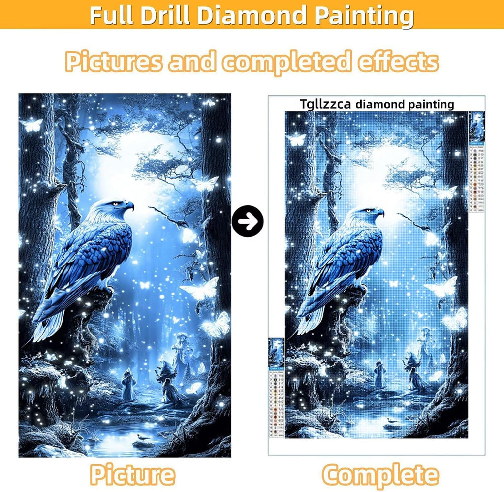 Diamond Art Kits for Adults Eagle Diamond Painting Kits, 5D DIY Round Dream Full Drill Dimond Art Paintings Crystal Rhinestones Crafts for Adults for Home Wall Decor, Large Size 40 x 80 Inch, Model777