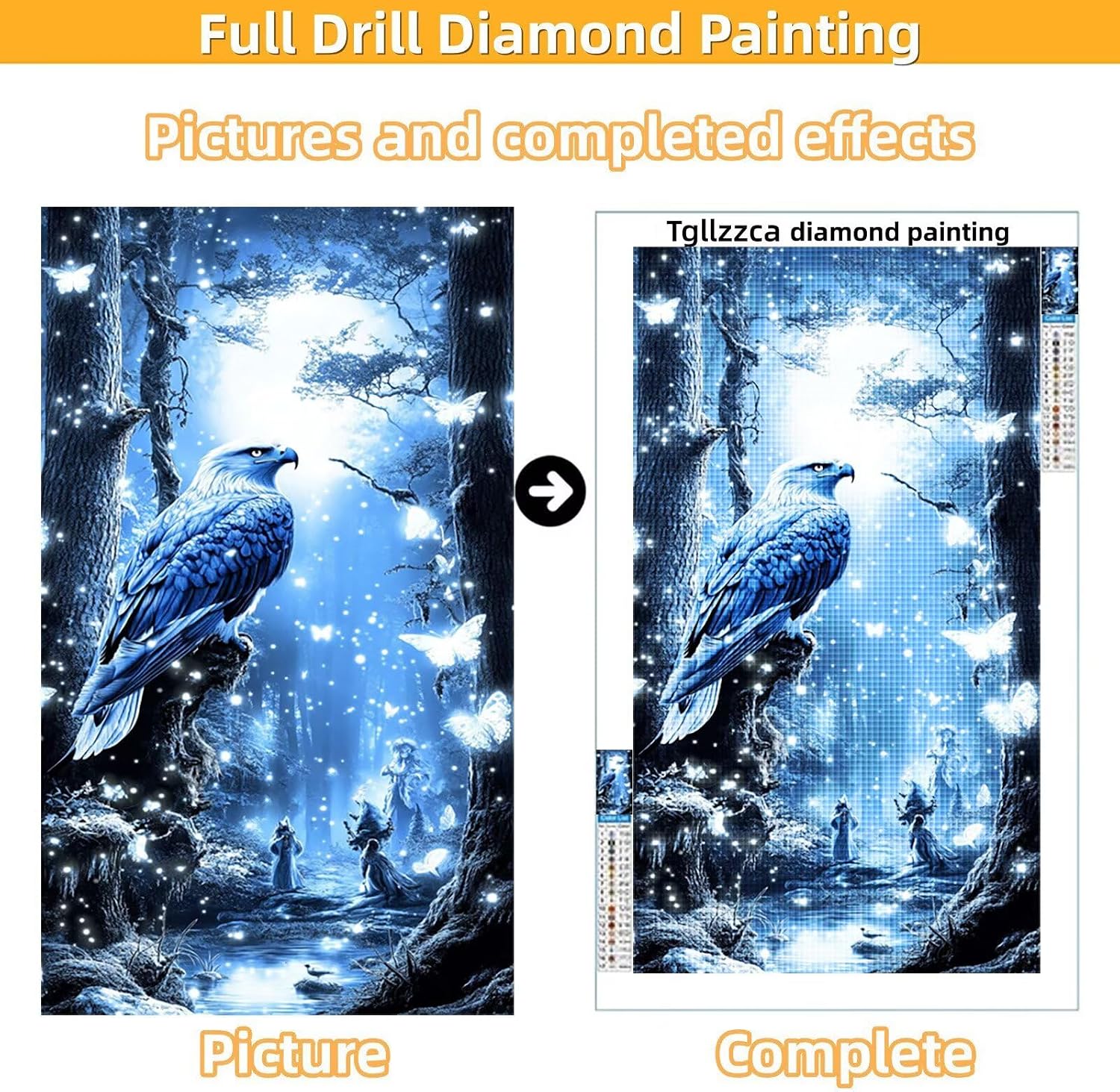 Diamond Art Kits for Adults Eagle Diamond Painting Kits, 5D DIY Round Dream Full Drill Dimond Art Paintings Crystal Rhinestones Crafts for Adults for Home Wall Decor, Large Size 40 x 80 Inch, Model777