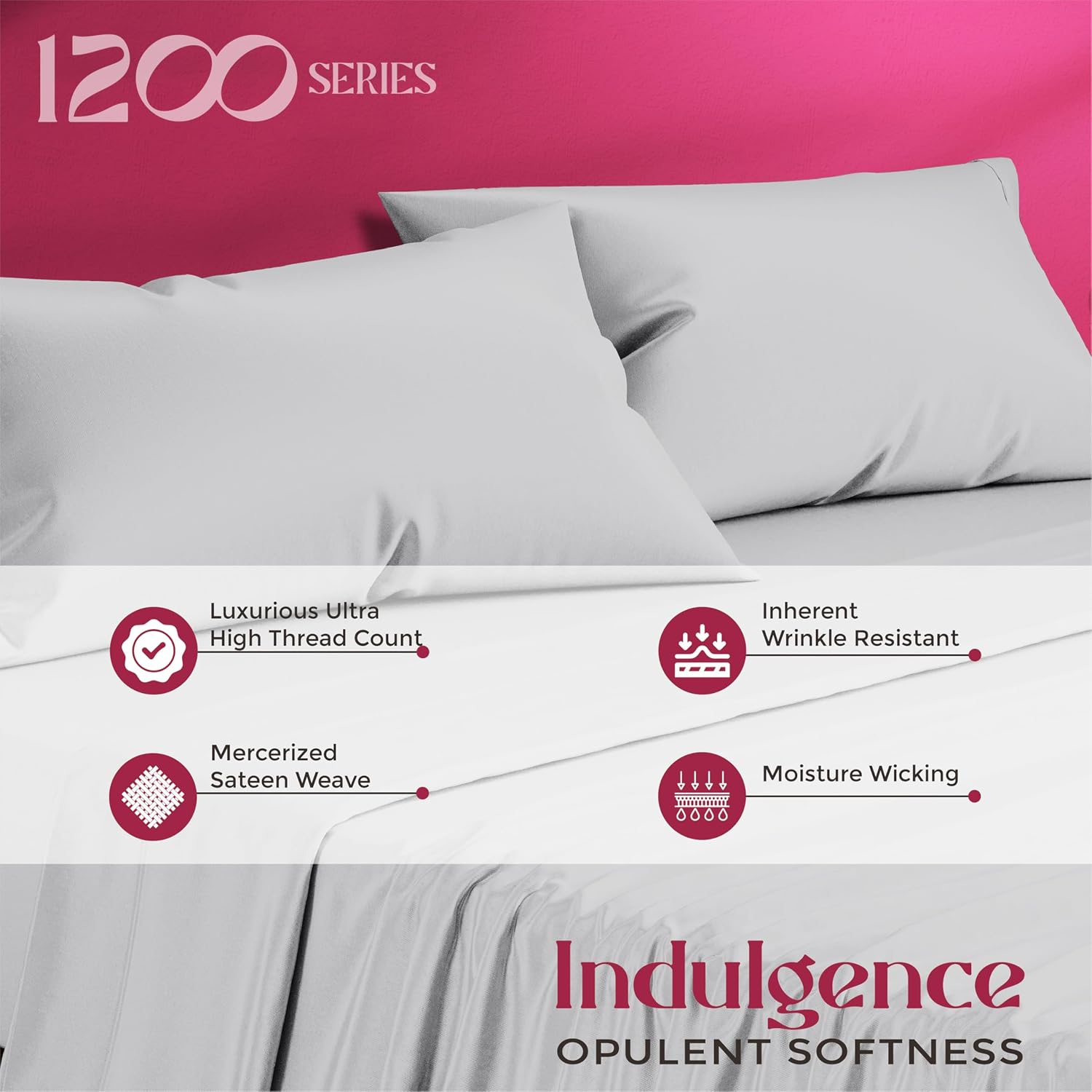 Mayfair Linen 100% Egyptian Cotton Queen Sheet Set - Luxury 1200 Series Egyptian Cotton Sheets Queen Size (4 PC, Light Grey), Silky Soft, Cooling & Breathable, 17' Deep Pocket Sateen Hotel Bedding