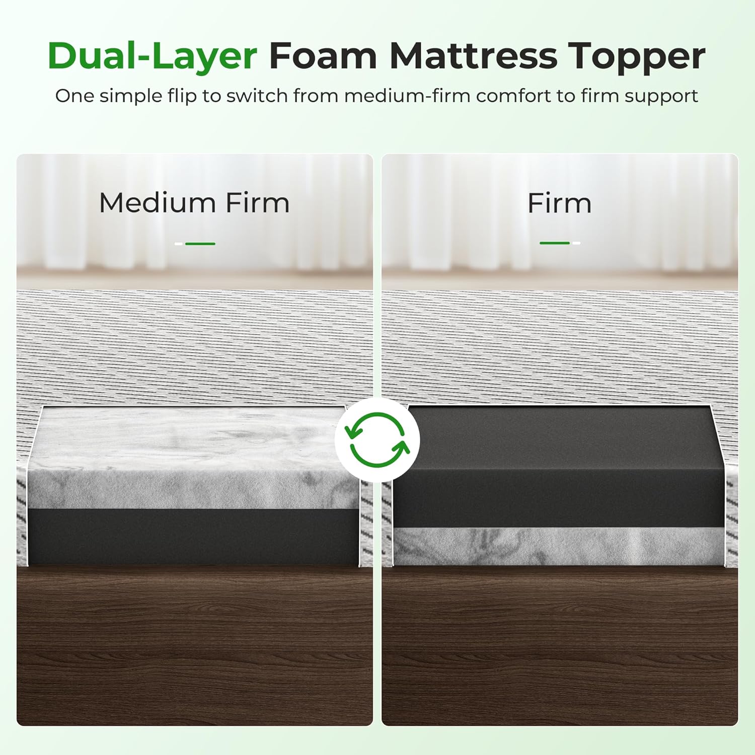 HOMRELEXA Bamboo Mattress Topper Twin XL Size 4 Inch, Cooling Gel & Bamboo Charcoal Memory Foam Mattress Topper for Back Pain Relief, Firm Dual-Layer Foam Bed Pad with Removable Cover College Dorm