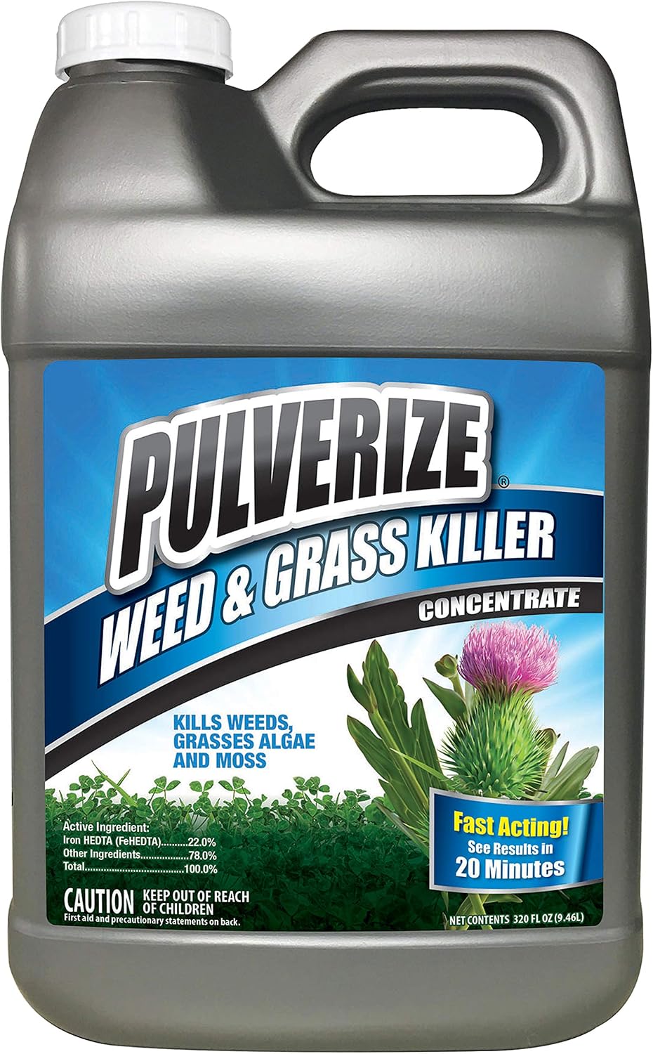 Weed and Grass Killer, All Natural, Fast Acting, Non-Staining, Safe for People and Pets, Herbicide for Moss, Algae, Weeds, and Grass, Concentrate - 2.5 Gallons