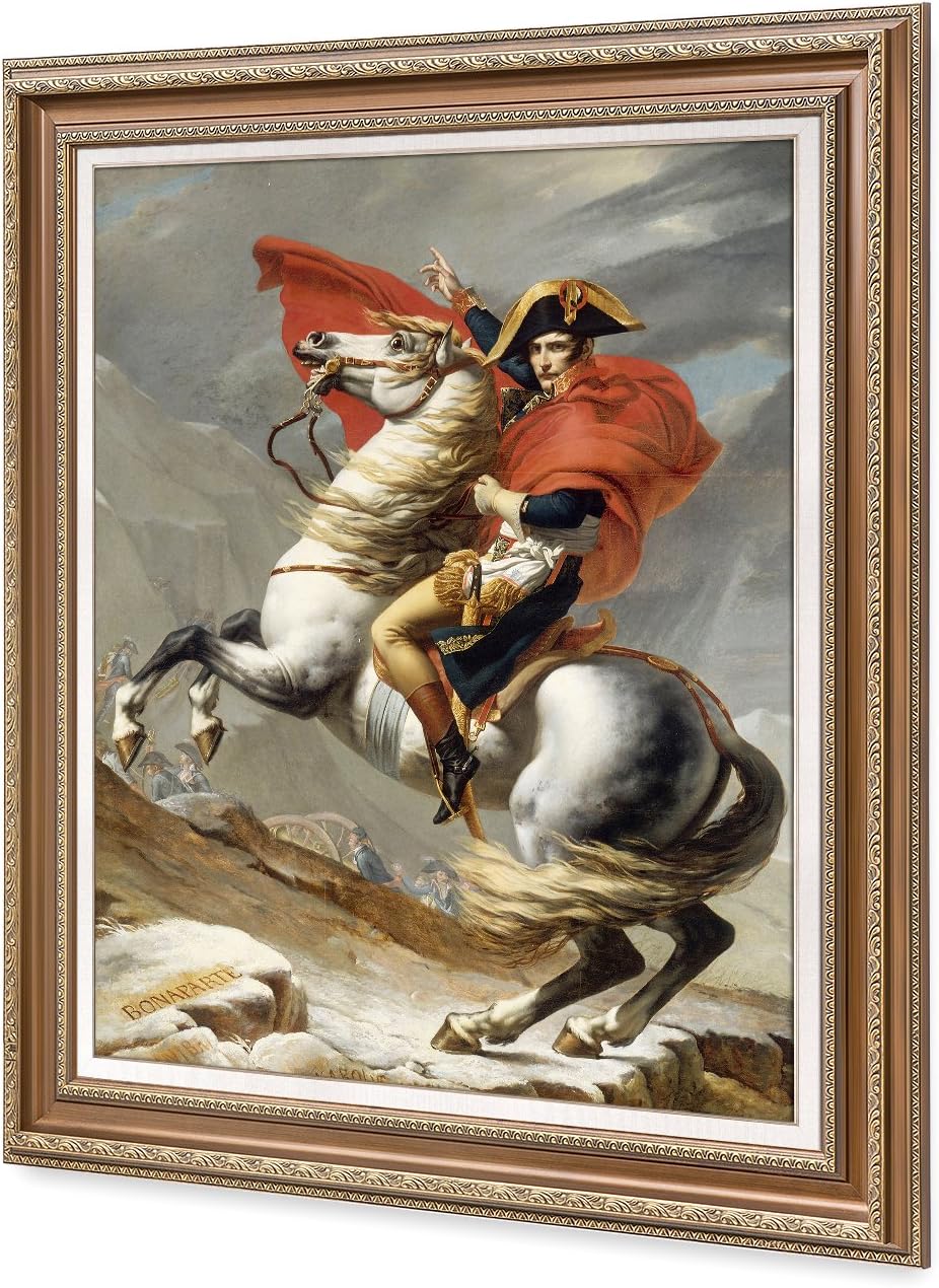 DECORARTS - Napoleon Crossing The Alps, Jacques Louis David Classic Art. Giclee Prints Framed Art for Wall Decor. Picture Size: 24x30 in, Framed Size: 30x36 in