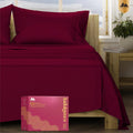 Mayfair Linen 100% Egyptian Cotton Queen Sheet Set - Luxury 1200 Series Egyptian Cotton Sheets Queen Size (4 PC, Burgundy), Silky Soft, Cooling & Breathable, 17' Deep Pocket Sateen Weave Hotel Bedding