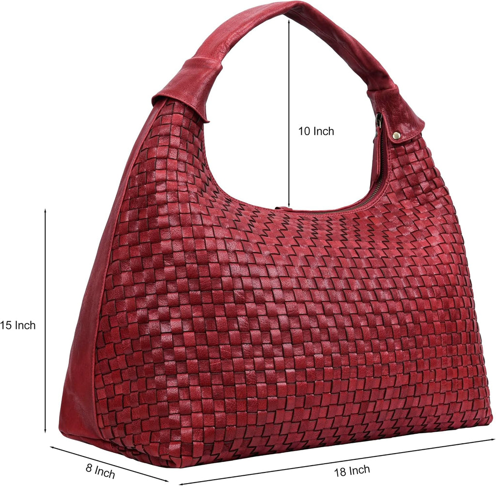ANTONIO VALERIA Addison Braided Leather Tote Bag for Women