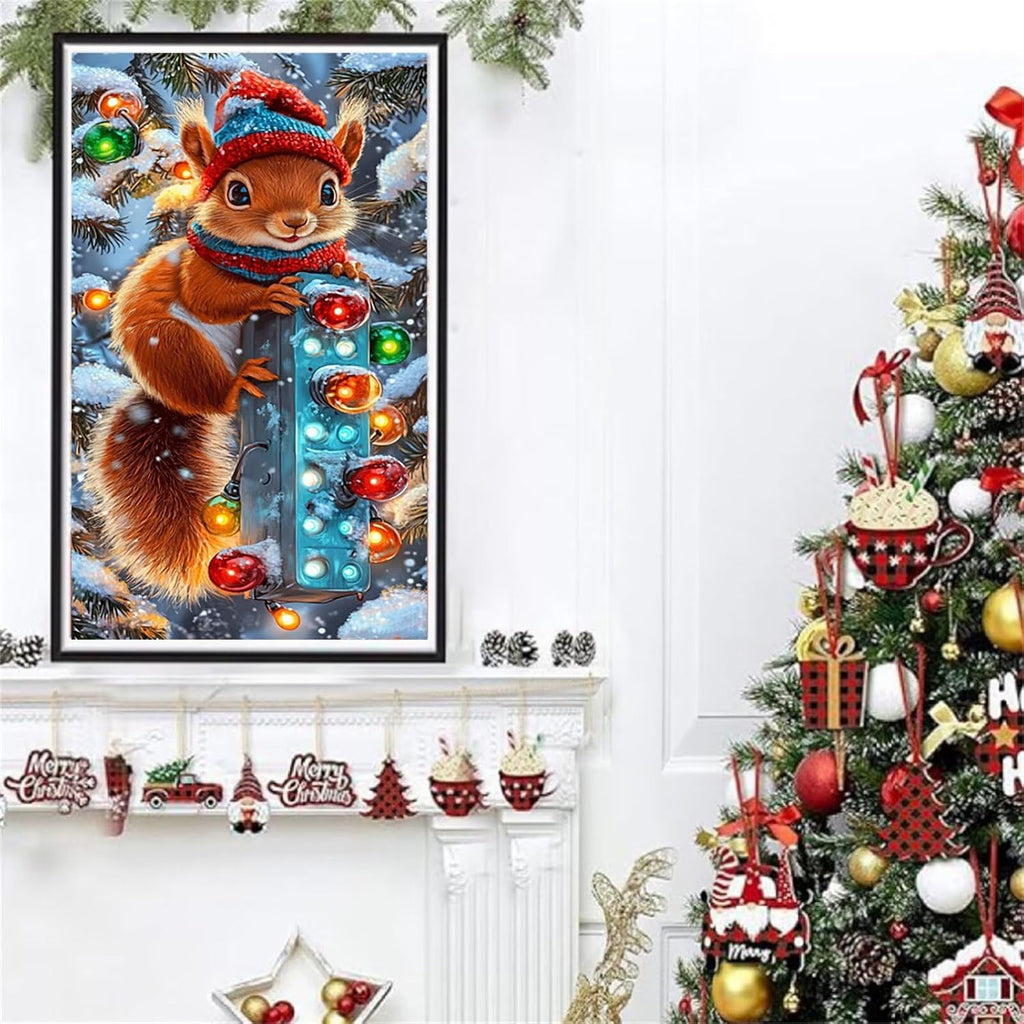 Diamond Art Kits for Adults Squirrel Diamond Painting Kits, 5D DIY Square Animal Full Drill Dimond Art Paintings Crystal Crafts for Adults for Gift Home Wall Decor, Large Size 40 x 80 Inch, Model810