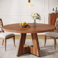 Tribesigns Farmhouse Dining Table, 47 Inch Round Dinner Table for 4, Rustic Round Dining Room Table for Home Dining Room Living Room (Brown)