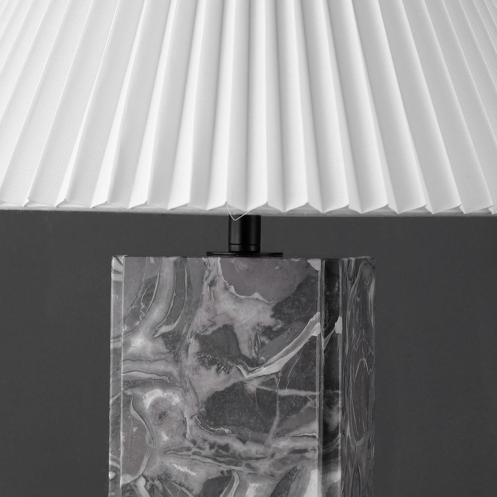 SAFAVIEH Couture Lighting Collection - Mackenzie Square Light Grey Table Lamp, 25' Modern Bedside or Living Room Light with White Cotton Shade, Dimmable with LED Bulb (CTL1080F)