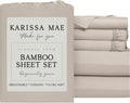 KARISSA MAE Pure Viscose from Bamboo Split King Size Sheet Set | 100% FSC Certified | Luxuriously Soft | Cooling | 18' Deep Pocket w/Corner Straps | [Dune]