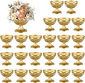 Ziliny 24 Pcs Gold Vases for Centerpieces 4.7' Wide 4' High Metal Compote Vases Bulk Wedding Table Centerpiece Flower Pot Vintage Floral Arrangements for Weddings Anniversaries Party Home Decor