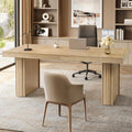 Tribesigns 63' Executive Desk, Modern Executive Office Desk with Thickened Desktop and Heavy-Duty Legs, Wood Writing Workstation Study Table Conference Table for Office, Natural