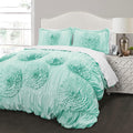 Lush Decor Serena Comforter Set, 3 Piece Set, Full/ Queen, Aqua - Cute Comforter - Queen Bedding Set - Blue Comforter Queen Size - Coquette Decor