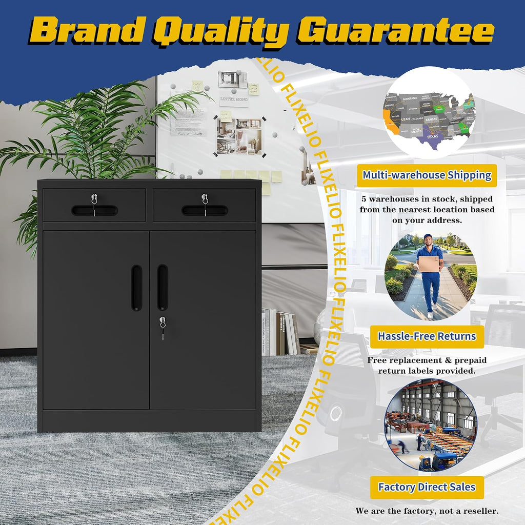 Metal Storage Cabinet with Drawer and Adjustable Shelve, 35' Steel Garage Storage Cabinets with lock, Locking Tool Cabinet Utility Cabinets for Garage,Bathroom,Kitchen,Home Office,School,Shop
