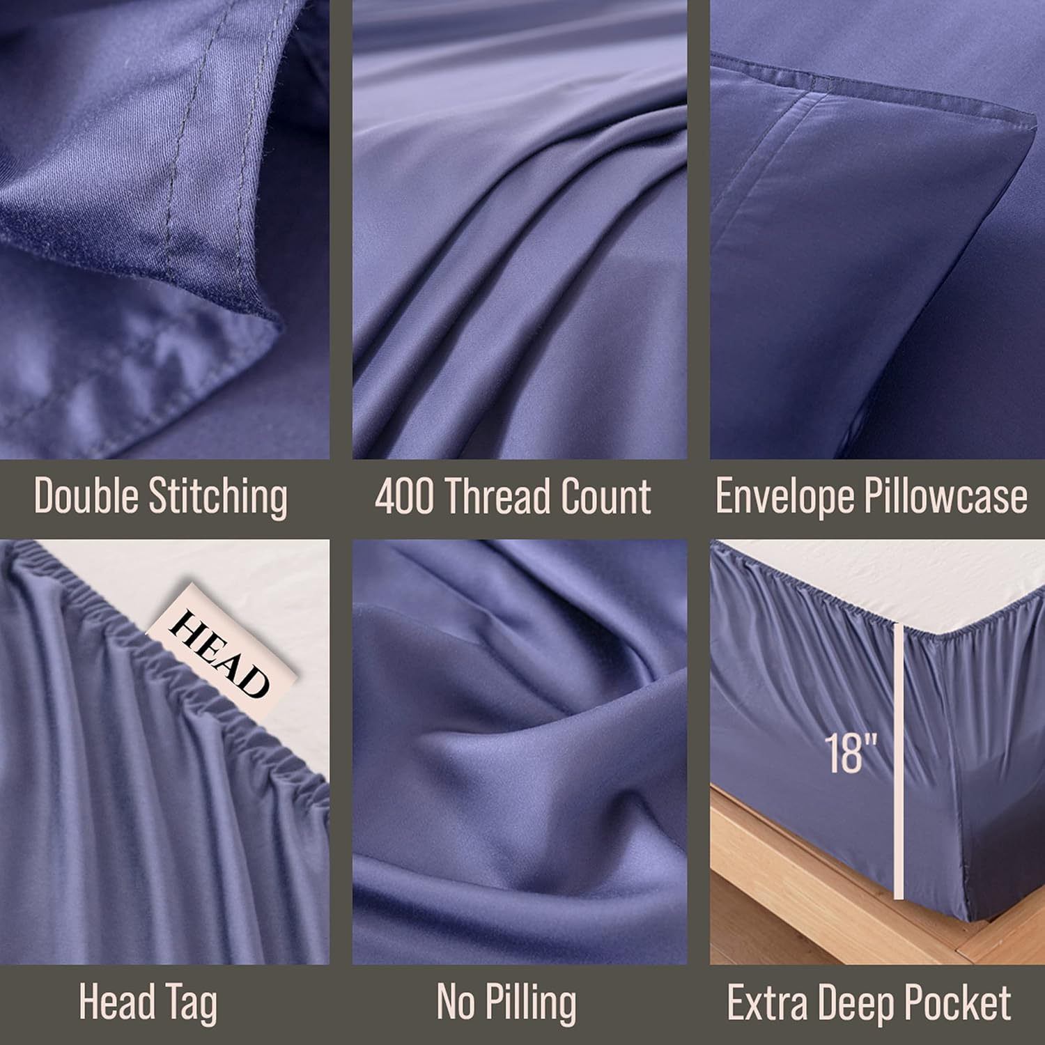 Bella Coterie Luxury Bamboo Viscose Queen Size Sheet Set | 100% Organically Grown | Ultra Soft | Cooling for Hot Sleepers | 18' Deep Pocket [Twilight Blue]