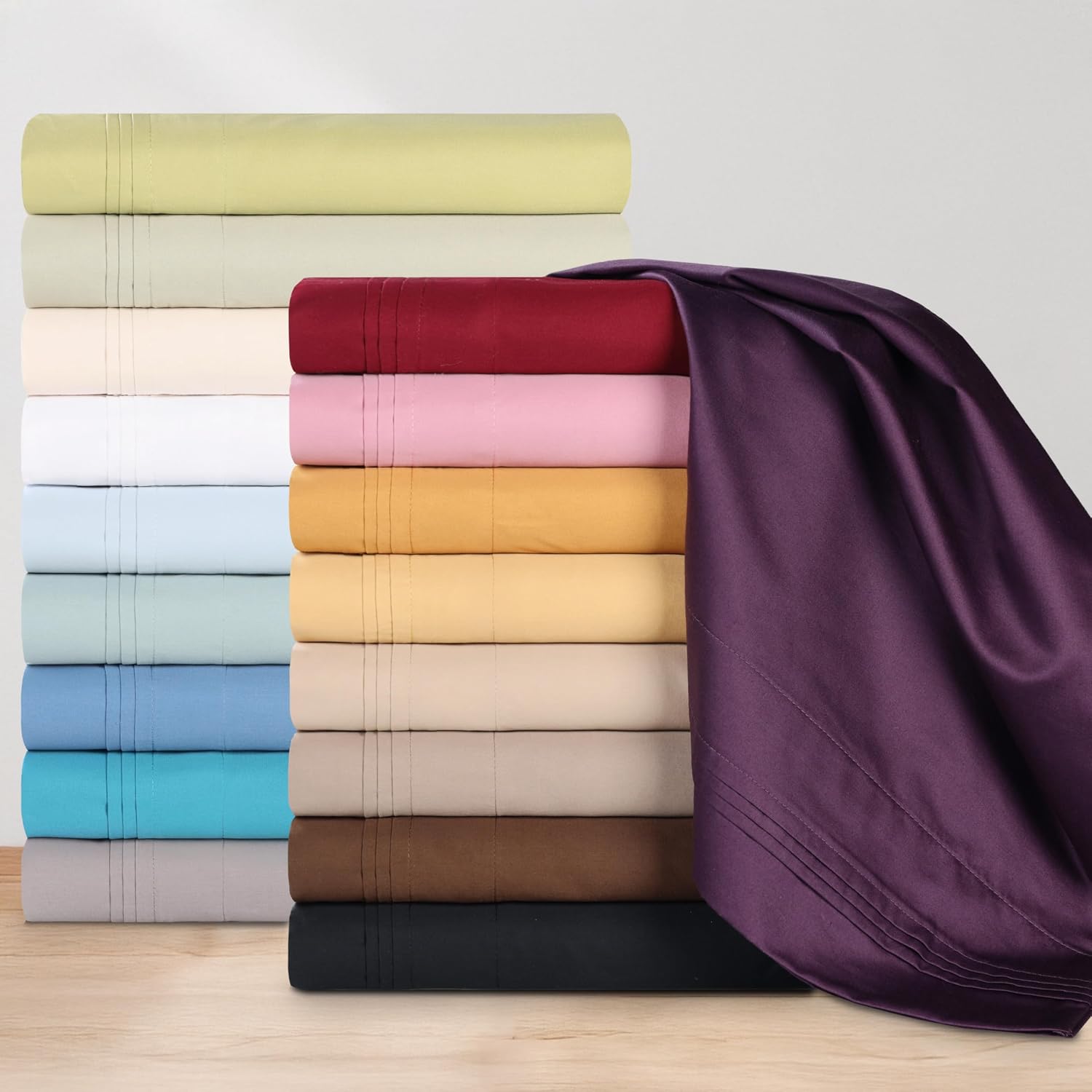 Superior Egyptian Cotton 4 Piece Sheet Set, 650 Thread Count, Eco-Friendly, Sustainable Sheets, Ultra-Soft Basics, Solid, Deep Pocket Fitted Sheet, Flat Sheet, Pillowcases, Full, Gold