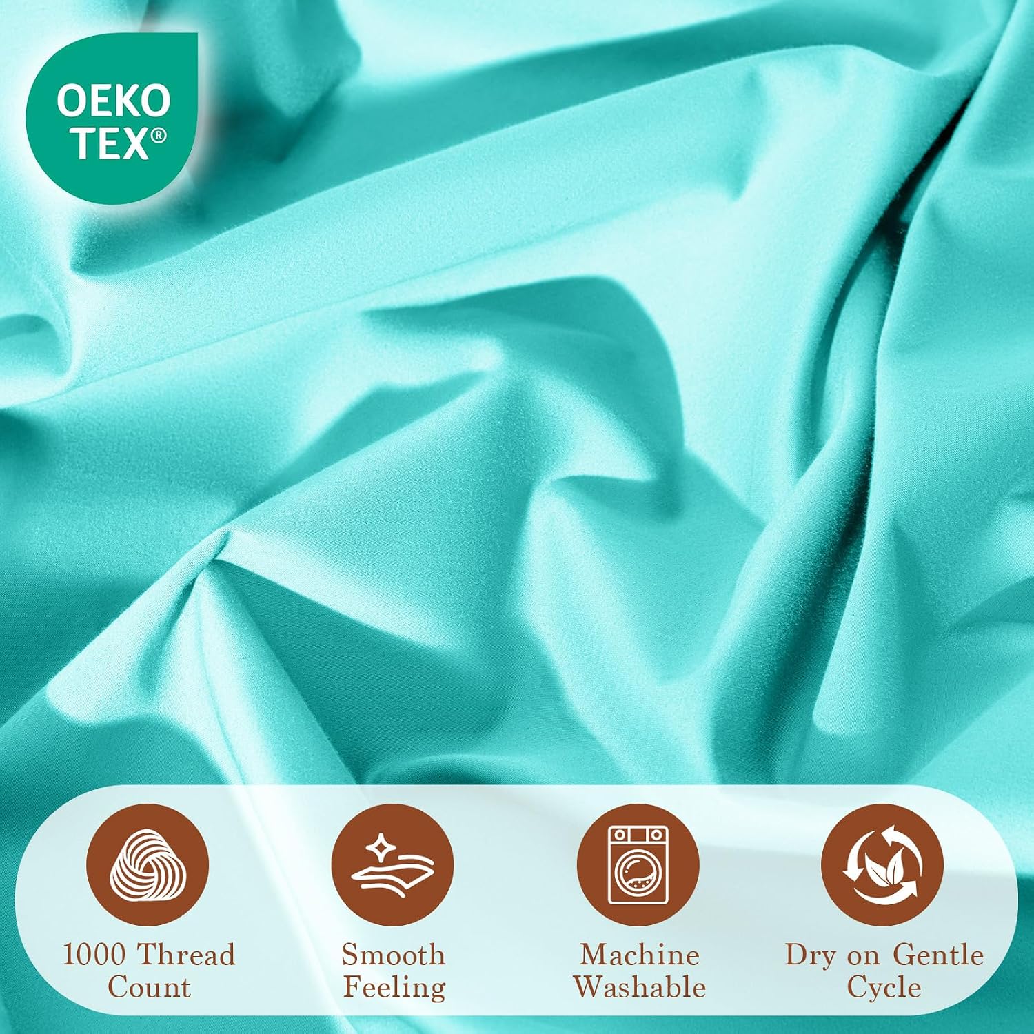 100% Egyptian Cotton Sheet Set 4 Pcs Clifornia King Size Sheets 1000 Thread Count Breathable Soft Bedding Set Fitted Sheet with 16' Deep Pocket (California King, Lake Green)