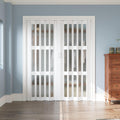 72' x 80' Accordion Door Interior, Arylic Glass Powerful Magnetic Folding Door and Hardware Kit Included, Multifold Bifold Closet Doors for Closet Bathroom Doorway 48-72' x 80'