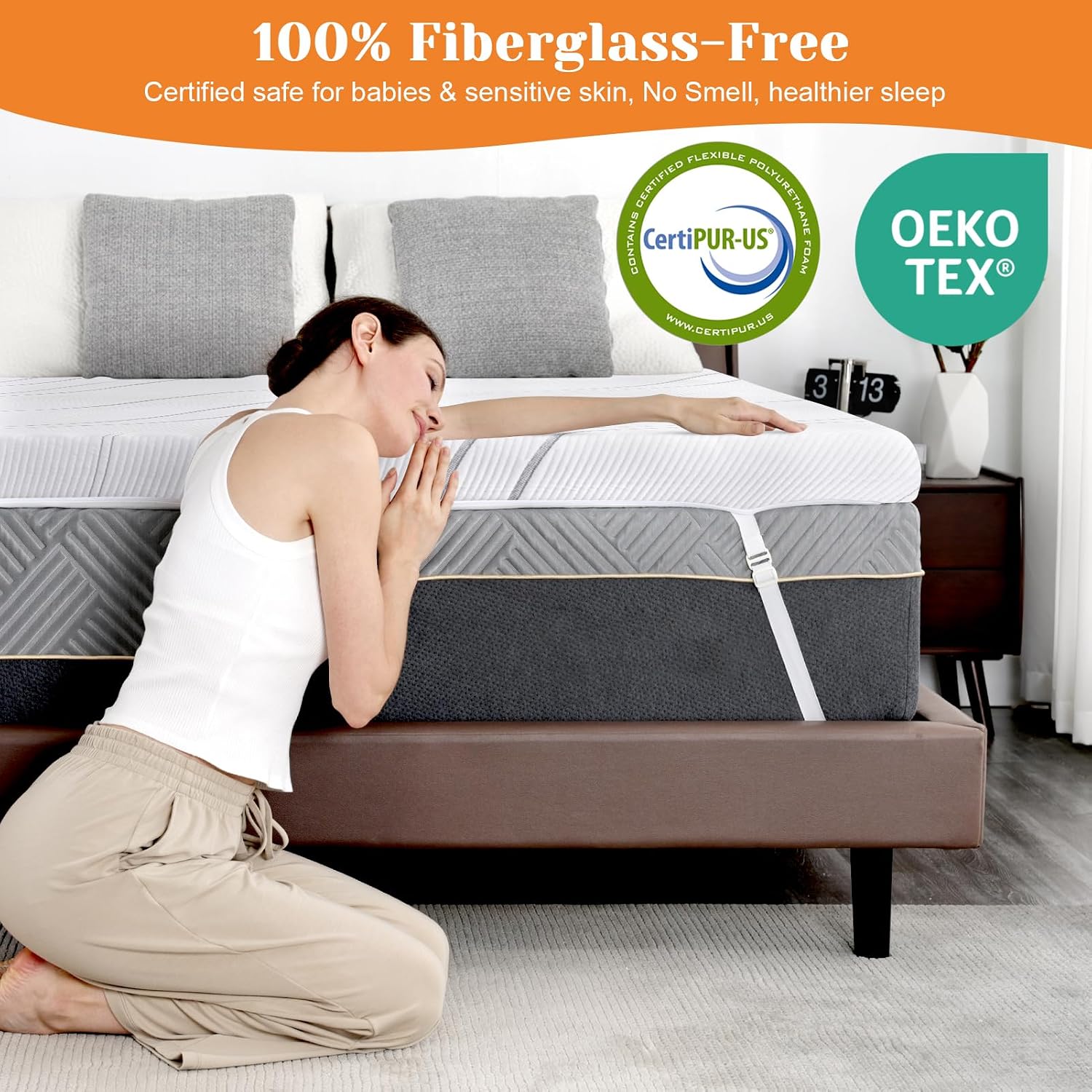Extra Firm Mattress Topper King Size 4 Inch, Cooling Egg Crate Gel+Bamboo High Support Mattress Pad with Removable Cover, Bed Topper for Pain Relief,No Smell,CertiPUR-US, 79 * 75
