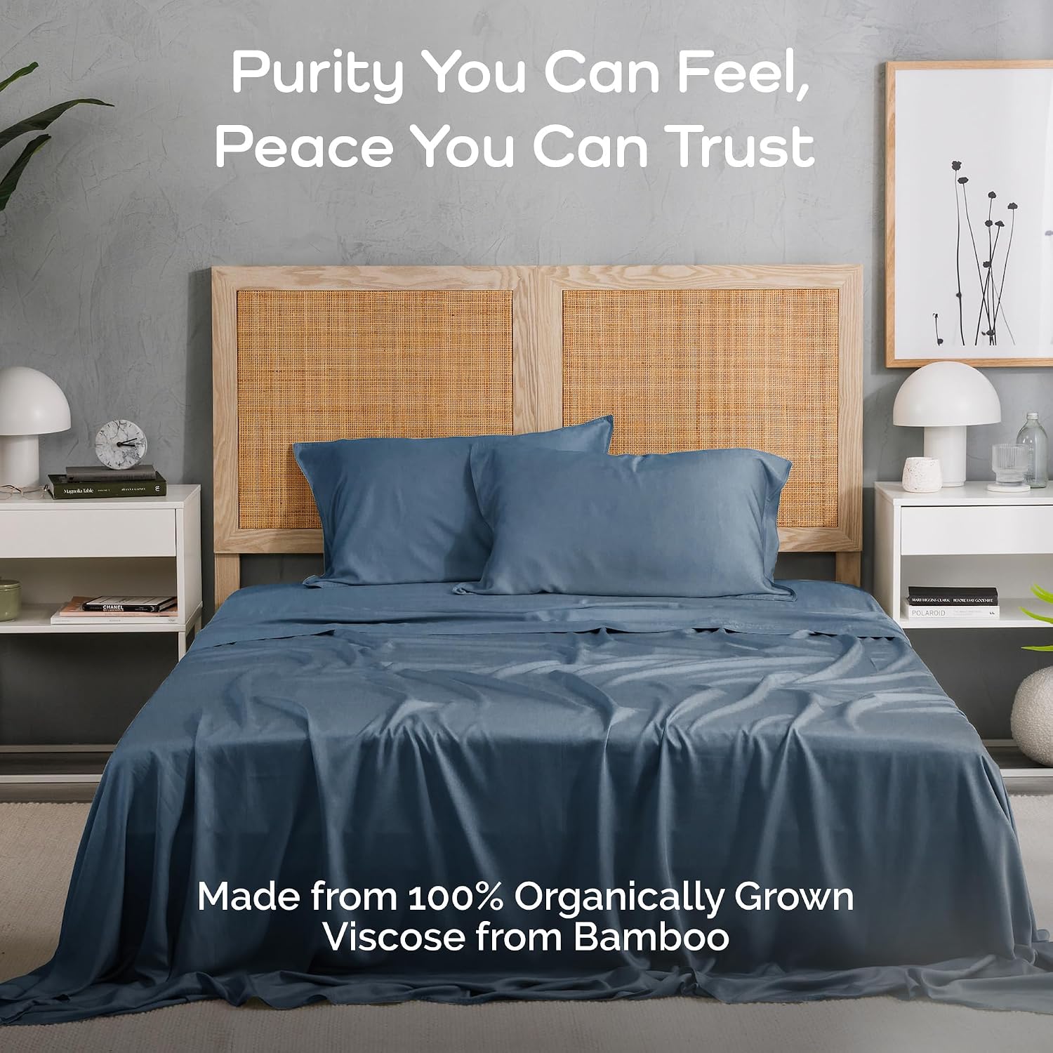 Viscose Bamboo Sheets Queen Size 4PC Set - Cooling Bedding for Hot Sleepers with Moisture Wicking Technology - Silky Soft 18 Inch Deep Pocket - Storm 60'x 80'