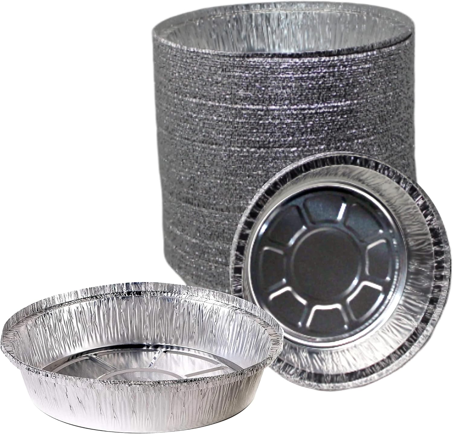 EcoQuality (500 Pack - 9 Inch Disposable Round Aluminum Foil Take-Out Pans - Disposable Tin Containers, Perfect for Baking, Cooking, Catering, Parties, Restaurants (No Lids)