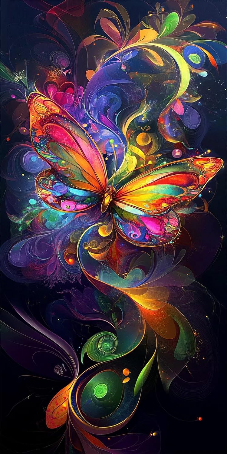 Diamond Art Kits for Adults Abstract Diamond Painting Kits, 5D DIY Round Butterfly Full Drill Dimond Art Paintings Crystal Crafts for Adults for Gift Home Wall Decor, Large Size 36 x 72 Inch, Model681