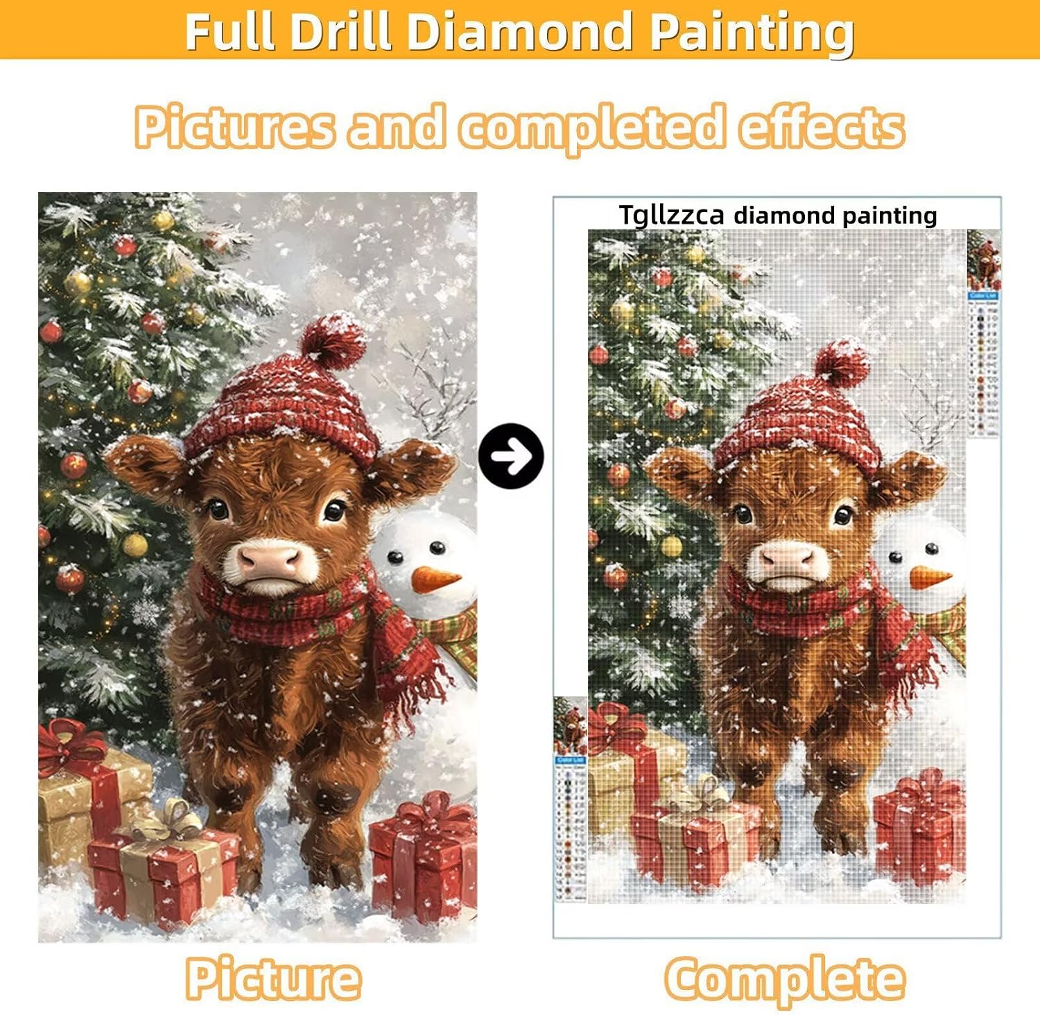 Diamond Art Kits for Adults Highland Cattle Diamond Painting Kits, 5D DIY Round Christmas Full Drill Dimond Art Paintings Crafts for Adults for Gift Home Wall Decor, Large Size 36 x 72 Inch, Model831