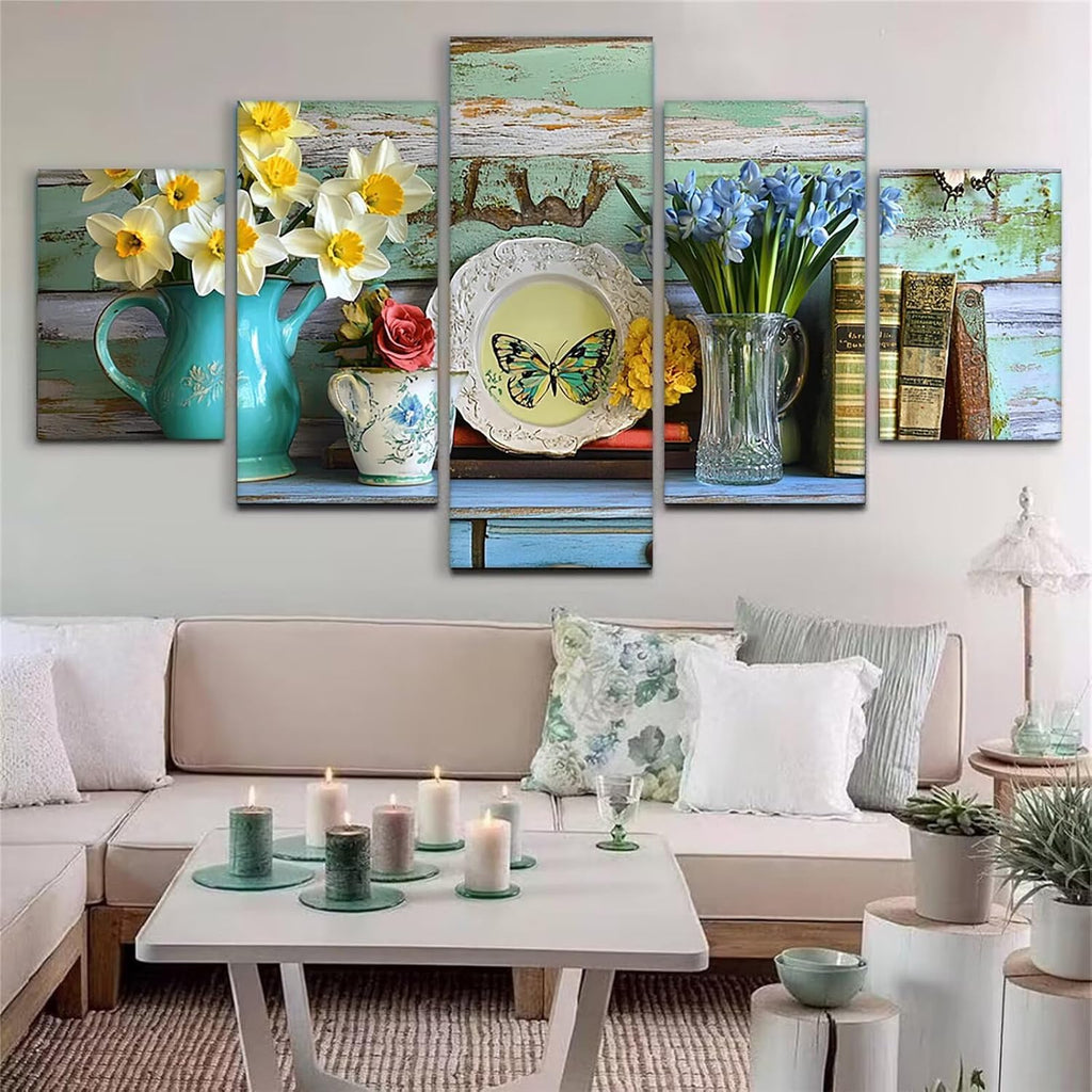 Vase Diamond Art 5 Piece Diamond Painting Butterfly 5D DIY Full Round Drill Dimond Art Paintings Rhinestones Crafts for Adults Gem Painting for Home Decor, Large Artwork for Wall 40 x 80 Inch, Model39