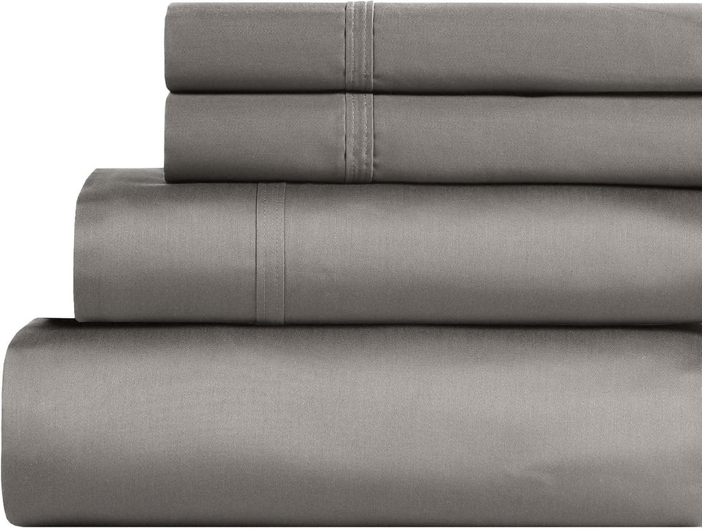 Superior Egyptian Cotton 850 Thread Count Bed Sheet Set, 1 Elastic Deep Pocket Fitted Sheet, 1 Flat Sheet, 2 Pillowcases, Daily Soft Sheets, Luxury, Plush, Home Collection, Full, Grey