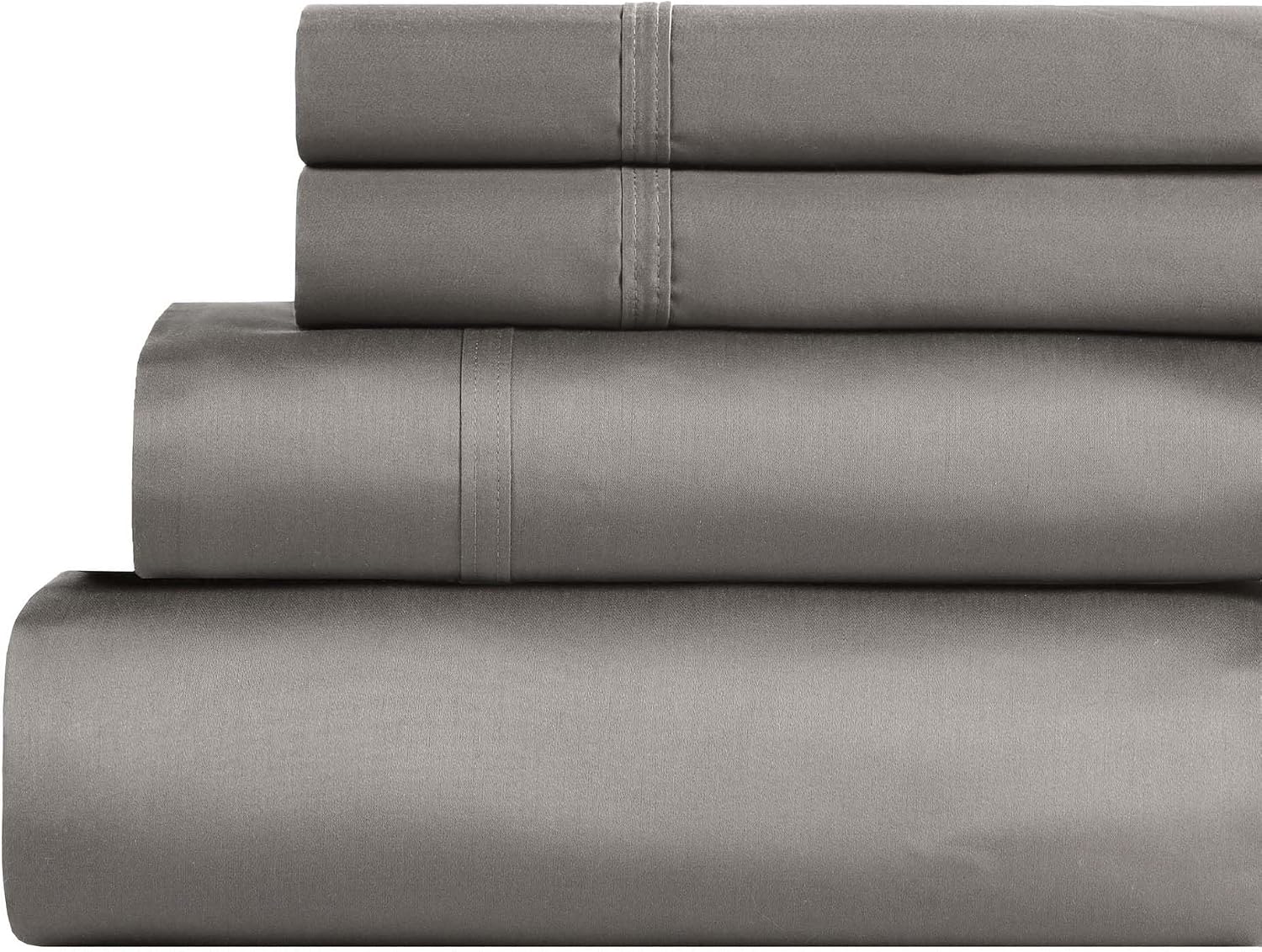 Superior Egyptian Cotton 850 Thread Count Bed Sheet Set, 1 Elastic Deep Pocket Fitted Sheet, 1 Flat Sheet, 2 Pillowcases, Daily Soft Sheets, Luxury, Plush, Home Collection, Full, Grey