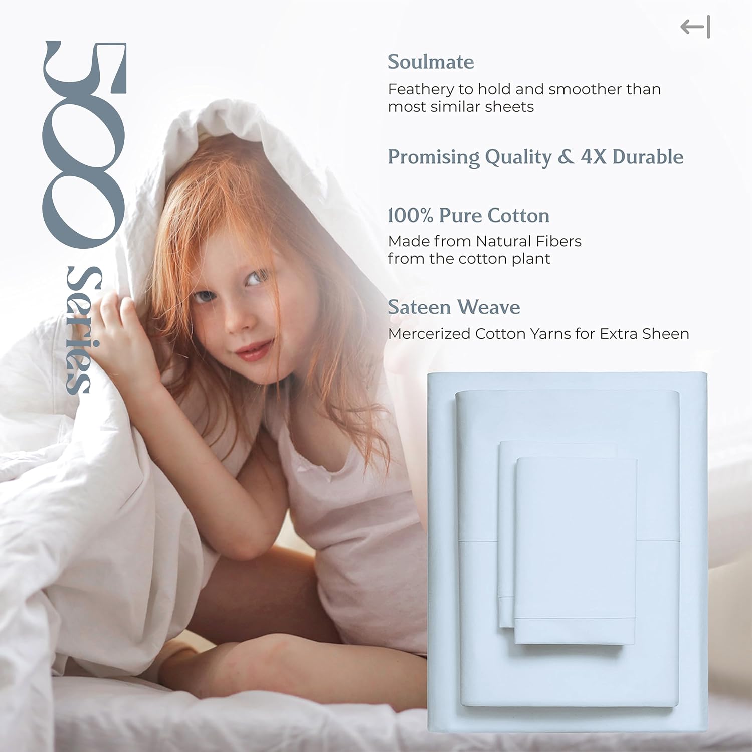Mayfair Linen 100% Egyptian Cotton 2 Pack Full Sheet Set - Luxury 500 Series Soulmate Collection Cotton Sheets Full Size (8 PC, Light Blue), Silky Soft, Cooling 16' Deep Pocket Hotel Quality Sheet