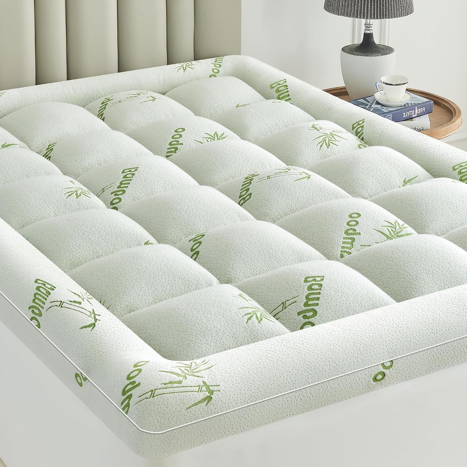 Ultra Soft Mattress Topper King Size Viscose Derived from Bamboo, Thick Pillow Top Mattress Pad Cover for Back Pain, Cooling Mattress Protector with 8-21 Inch Deep Pocket